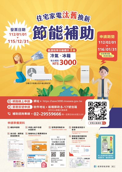 經濟部「住宅家電汰舊換新節能補助」