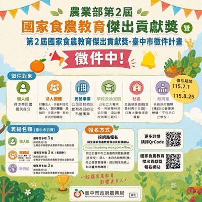 第2屆國家食農教育傑出貢獻獎徵件中