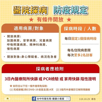 中市穩健調整醫院探視規定